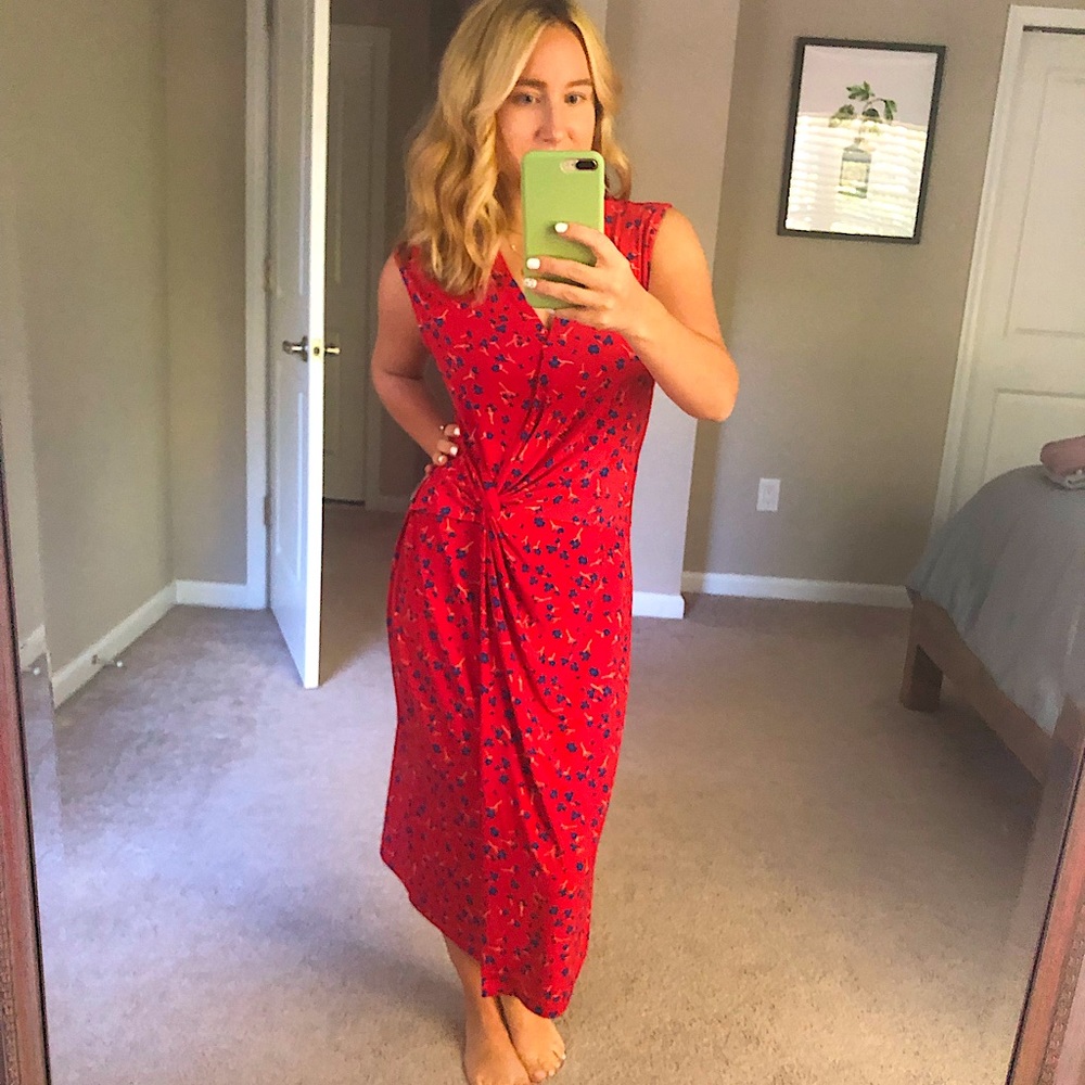 Wrap tie midi dress
